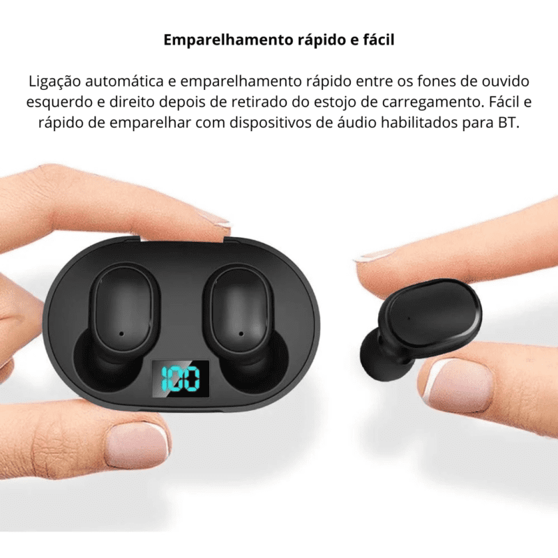 Fone De Ouvido Sem Fio E6s Bluetooth Tws Status Porcentagem Bateria - Image 6