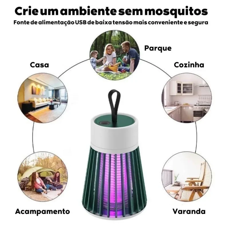 Lâmpada Elétrica Mata-Mosquitos Com Luz UV Usb Recarregável Armadilha Para Insetos - Image 3