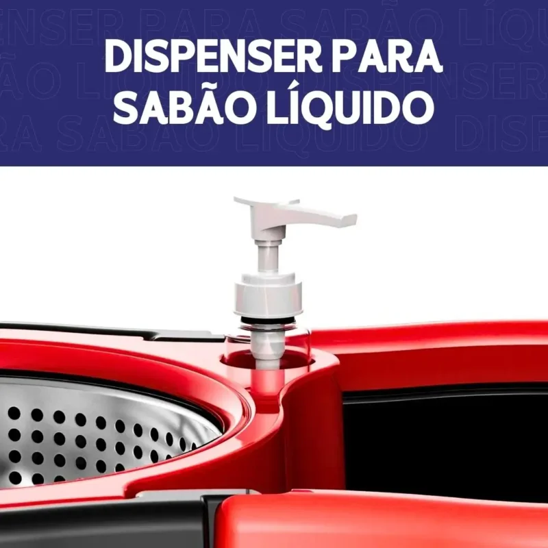 Mop Giratório Com Cesto Em Inox C/2 Refil e Dispense Para Sabão - Image 3