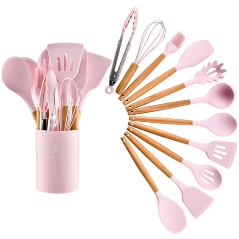 KIT de Utensílios Para Cozinha em Silicone e Bambu 12 Peças - Image 5